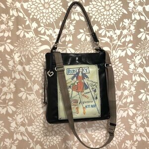 NWT Brighton Leather Black Paris Runway Tom Clancy Tote Crossbody Travel Handbag